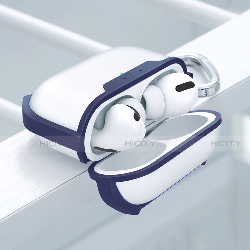 Funda Bumper Silicona y Plastico Mate Carcasa U02 para Apple AirPods Pro Azul