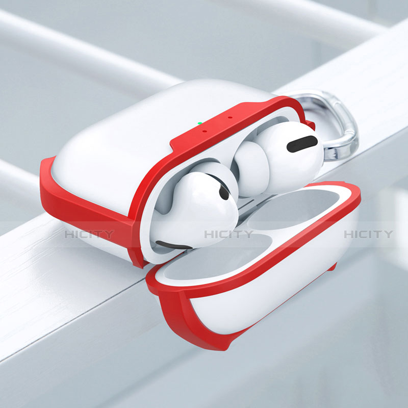 Funda Bumper Silicona y Plastico Mate Carcasa U02 para Apple AirPods Pro Rojo