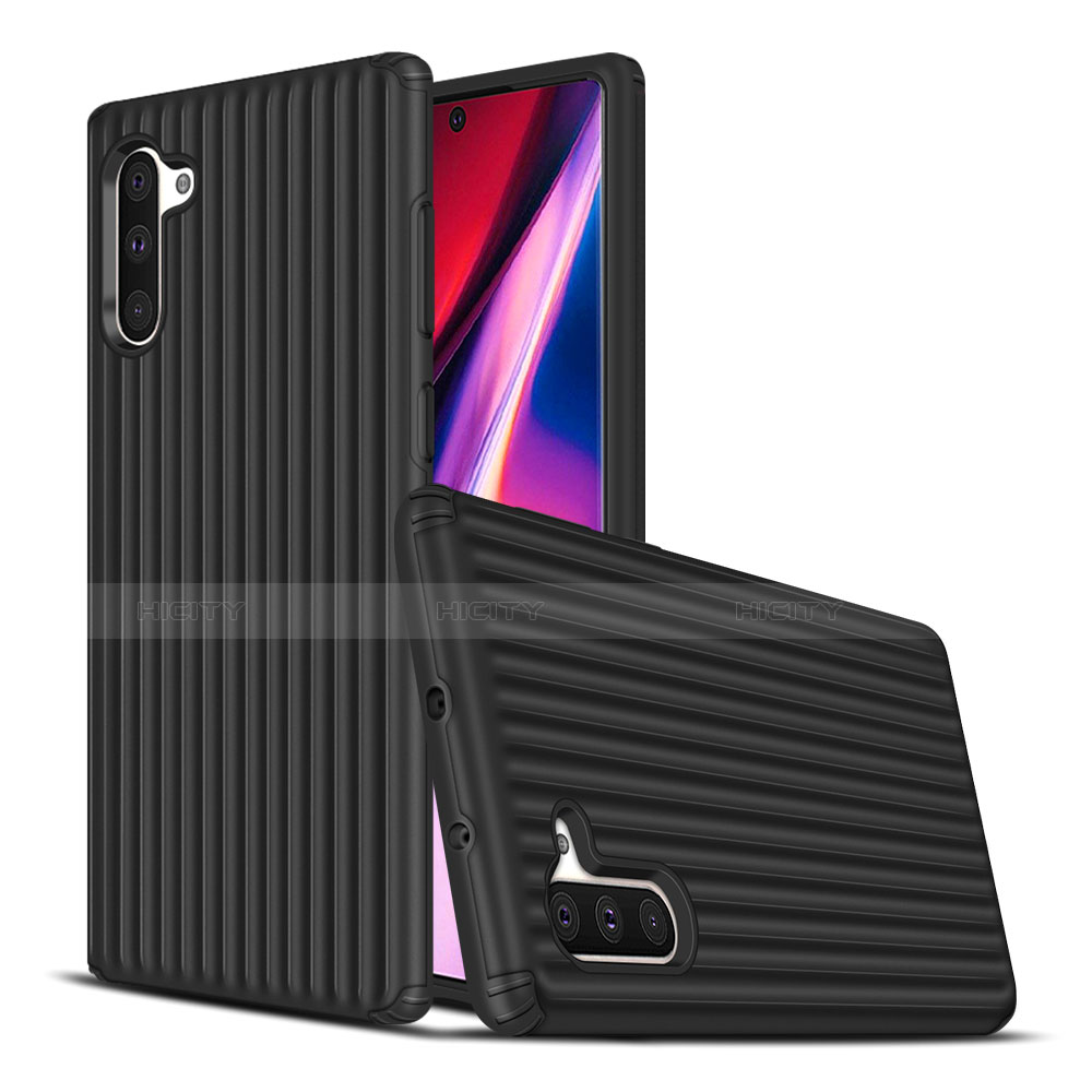 Funda Bumper Silicona y Plastico Mate Carcasa U02 para Samsung Galaxy Note 10 Negro