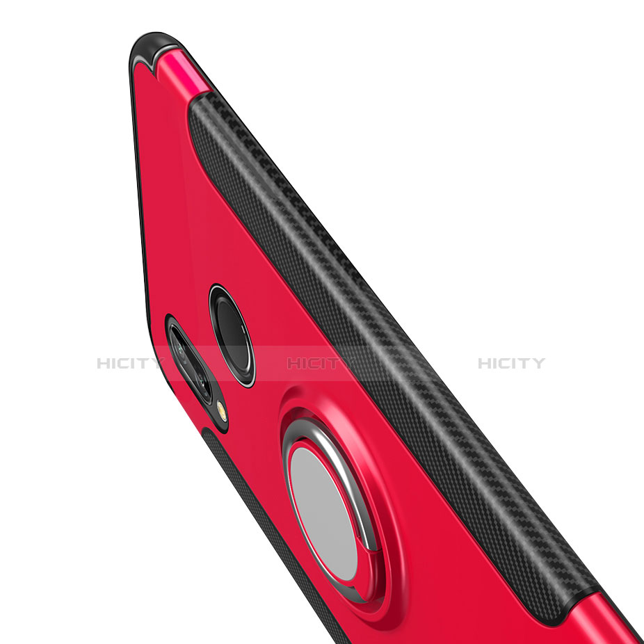 Funda Bumper Silicona y Plastico Mate con Anillo de dedo Soporte para Huawei Nova 3i Rojo