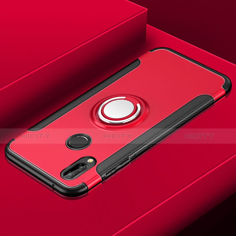 Funda Bumper Silicona y Plastico Mate con Anillo de dedo Soporte para Huawei Nova 3i Rojo