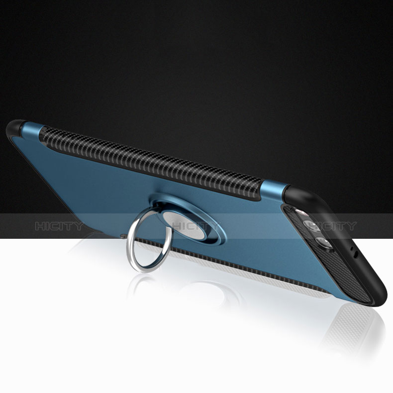Funda Bumper Silicona y Plastico Mate con Anillo de dedo Soporte para Xiaomi Mi 6 Azul