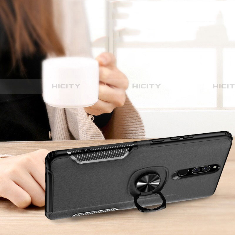 Funda Bumper Silicona y Plastico Mate con Anillo de dedo Soporte para Xiaomi Redmi 8 Negro