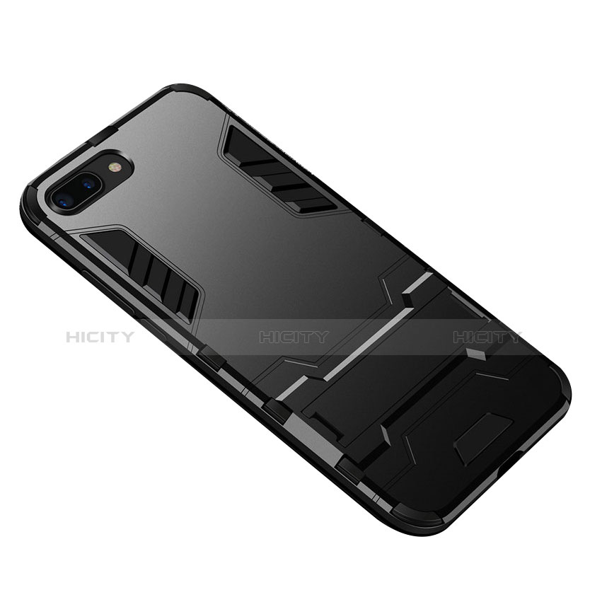 Funda Bumper Silicona y Plastico Mate con Soporte para Huawei Honor 10 Negro