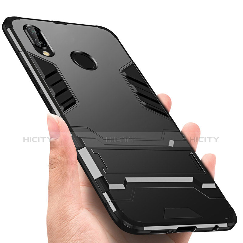 Funda Bumper Silicona y Plastico Mate con Soporte para Huawei Nova 3i Negro