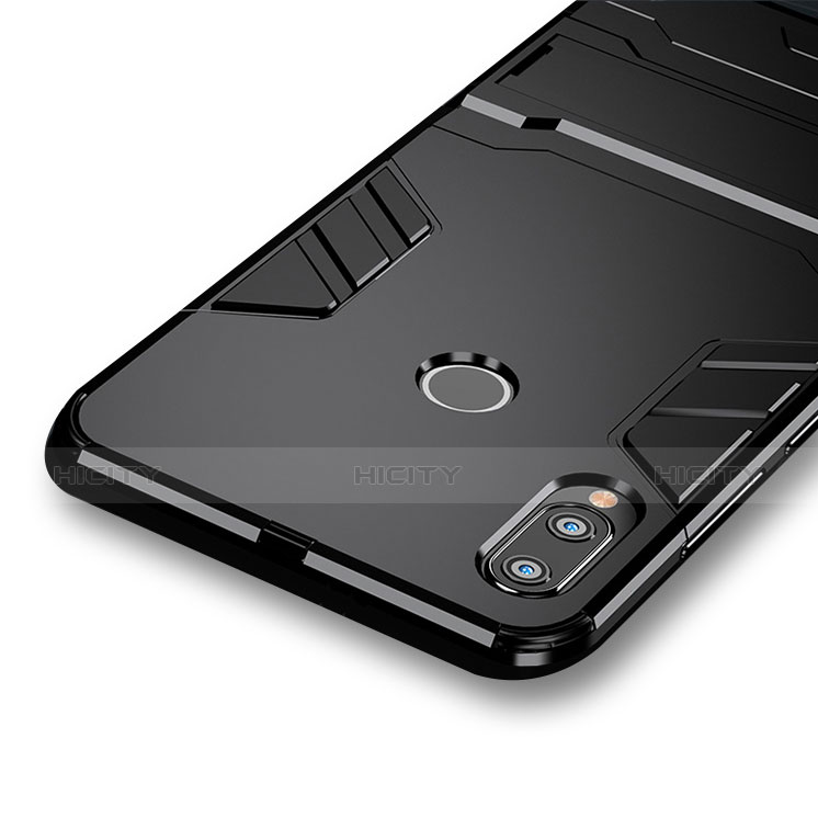 Funda Bumper Silicona y Plastico Mate con Soporte para Huawei P20 Lite Negro