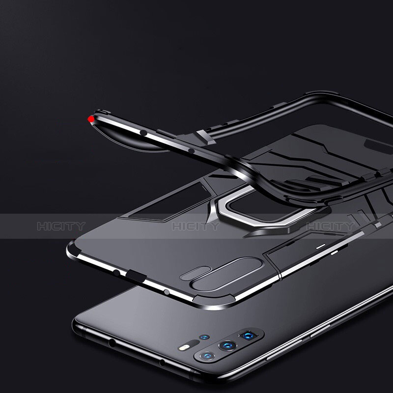 Funda Bumper Silicona y Plastico Mate con Soporte para Huawei P30 Pro New Edition Negro