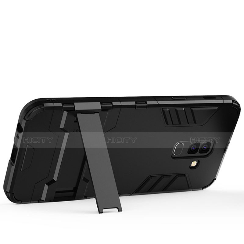 Funda Bumper Silicona y Plastico Mate con Soporte para Samsung Galaxy A9 Star Lite Negro