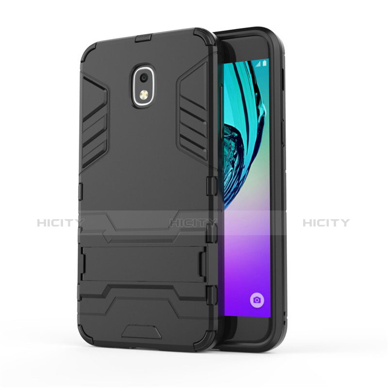 Funda Bumper Silicona y Plastico Mate con Soporte para Samsung Galaxy J3 (2018) SM-J377A Negro