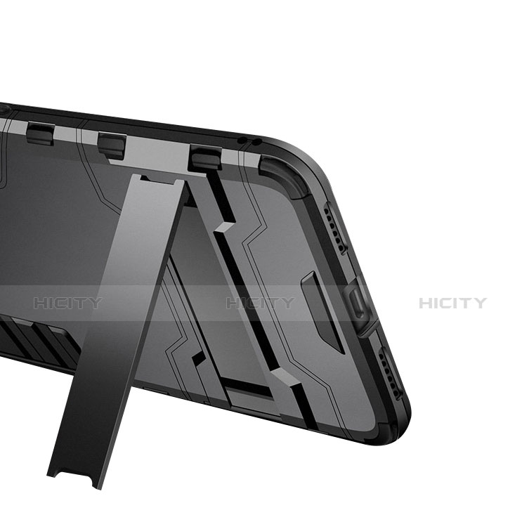Funda Bumper Silicona y Plastico Mate con Soporte para Samsung Galaxy J5 (2017) SM-J750F Negro