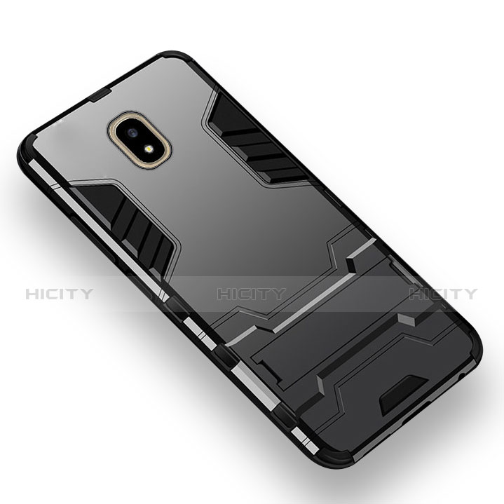 Funda Bumper Silicona y Plastico Mate con Soporte para Samsung Galaxy J7 Pro Negro