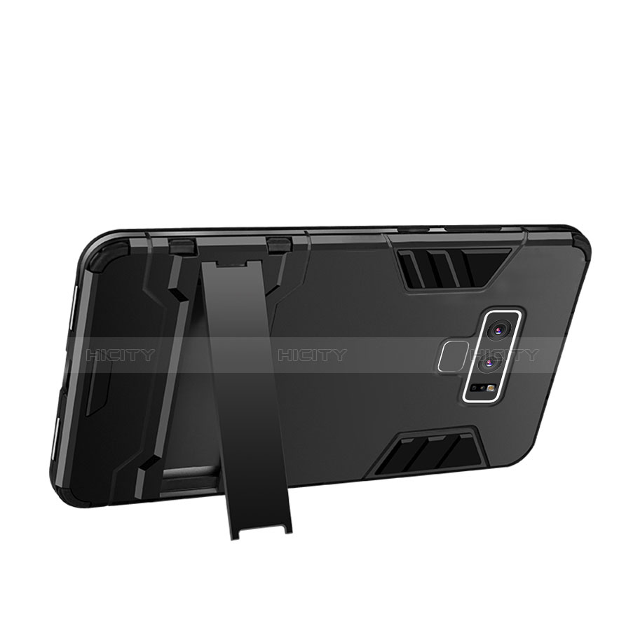 Funda Bumper Silicona y Plastico Mate con Soporte para Samsung Galaxy Note 9 Negro