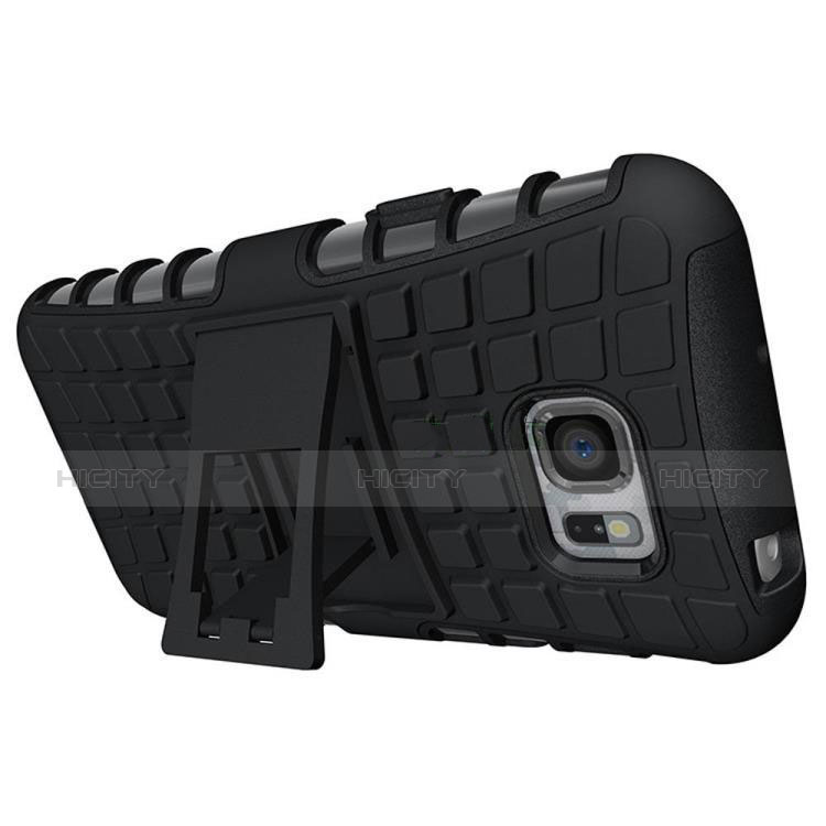 Funda Bumper Silicona y Plastico Mate con Soporte para Samsung Galaxy S7 Active G891A Negro