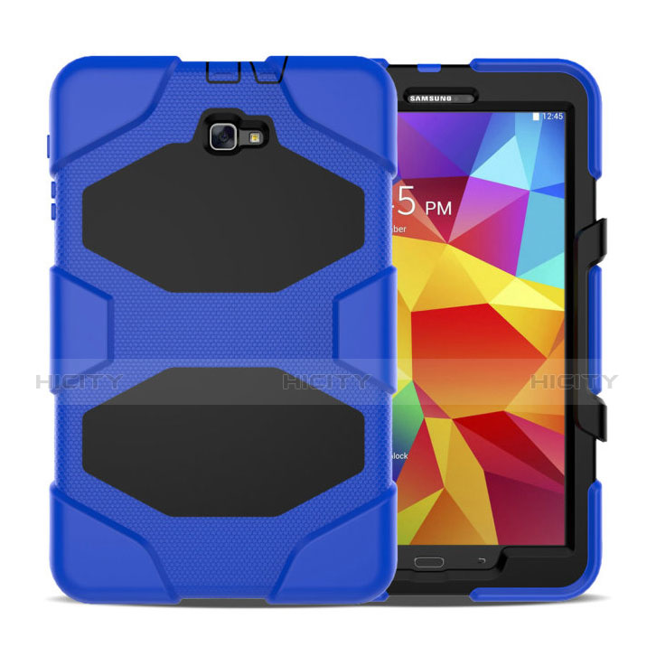 Funda Bumper Silicona y Plastico Mate con Soporte para Samsung Galaxy Tab A6 10.1 SM-T580 SM-T585 Azul