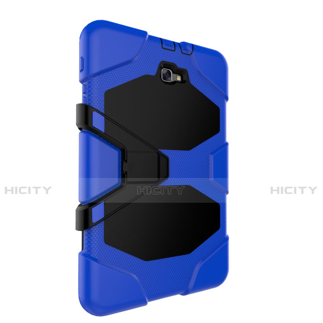 Funda Bumper Silicona y Plastico Mate con Soporte para Samsung Galaxy Tab A6 10.1 SM-T580 SM-T585 Azul