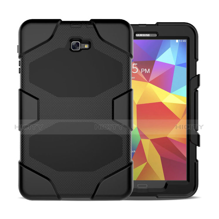 Funda Bumper Silicona y Plastico Mate con Soporte para Samsung Galaxy Tab A6 10.1 SM-T580 SM-T585 Negro