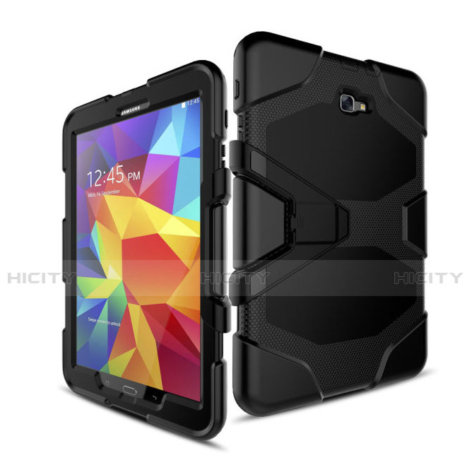 Funda Bumper Silicona y Plastico Mate con Soporte para Samsung Galaxy Tab A6 10.1 SM-T580 SM-T585 Negro