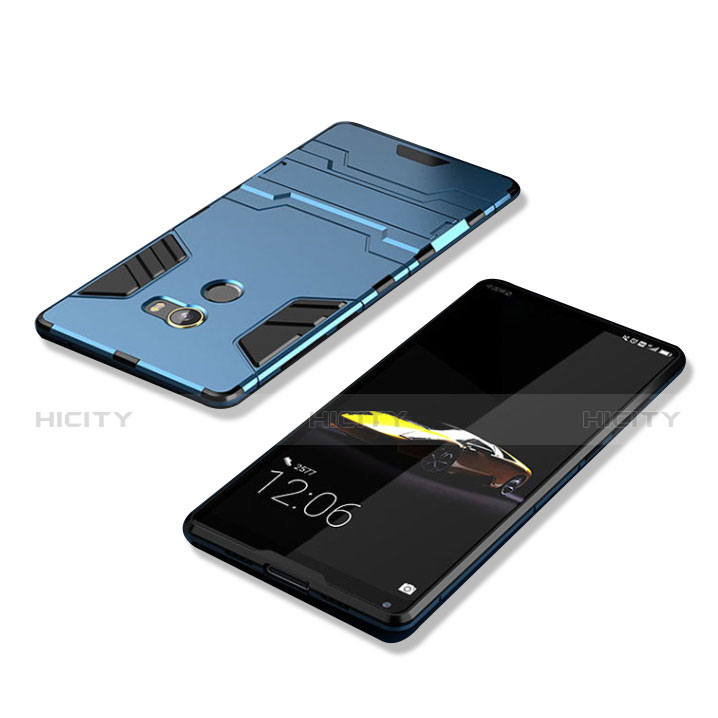 Funda Bumper Silicona y Plastico Mate con Soporte para Xiaomi Mi Mix 2 Azul