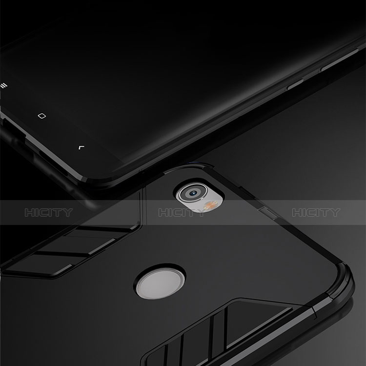 Funda Bumper Silicona y Plastico Mate con Soporte para Xiaomi Redmi Note 5A Prime Negro