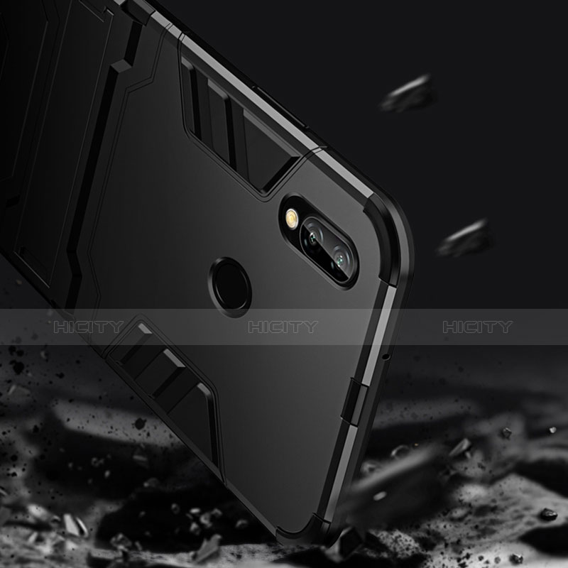 Funda Bumper Silicona y Plastico Mate con Soporte R01 para Huawei Nova 3e Negro