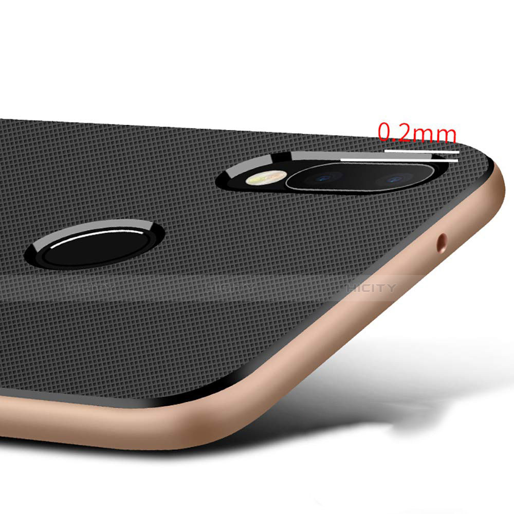 Funda Bumper Silicona y Plastico Mate con Soporte W01 para Huawei P20 Lite Oro y Negro