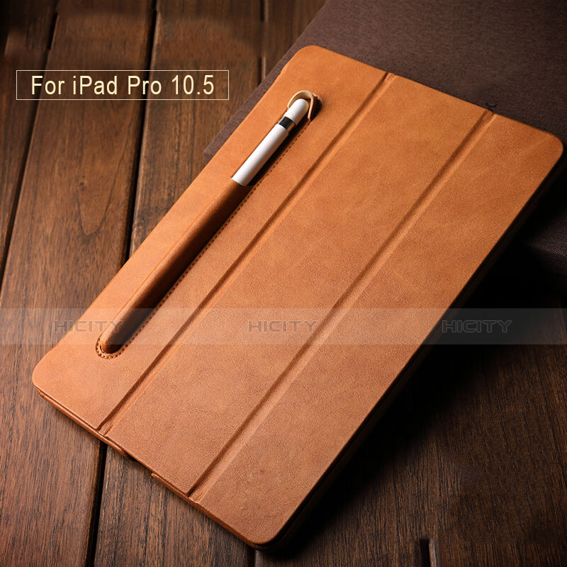 Funda de Cuero Cartera con Pencil Holder Soporte Apple iPad Pro 10.5 Marron