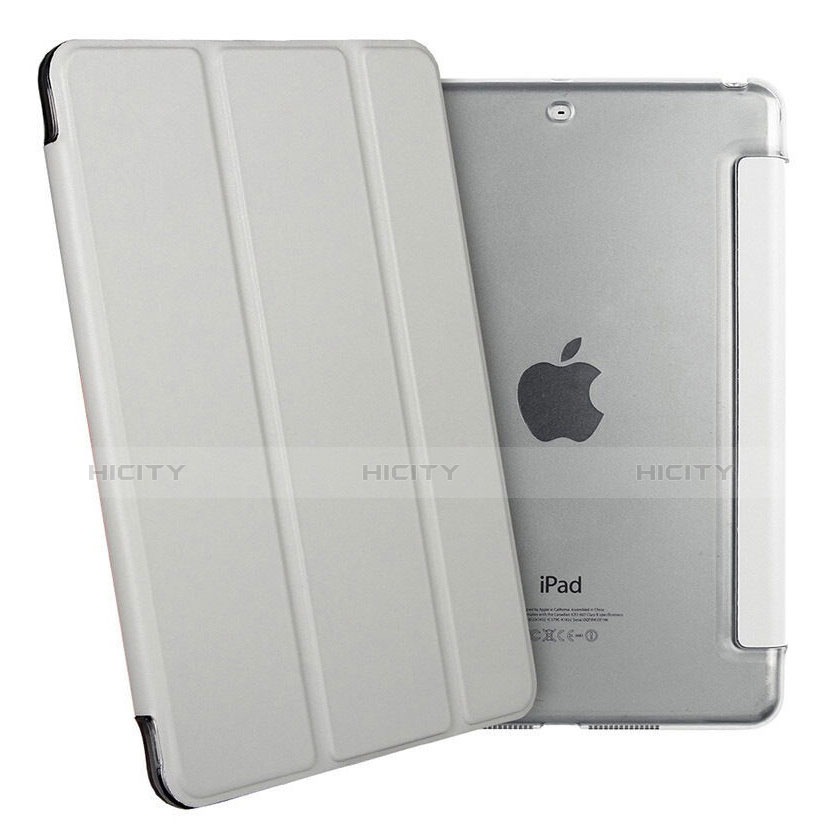 Funda de Cuero Cartera con Protector de Pantalla para Apple iPad Mini Plata