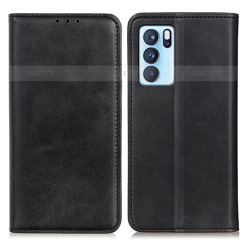 Funda de Cuero Cartera con Soporte Carcasa A02D para Oppo Reno6 Pro 5G India Negro