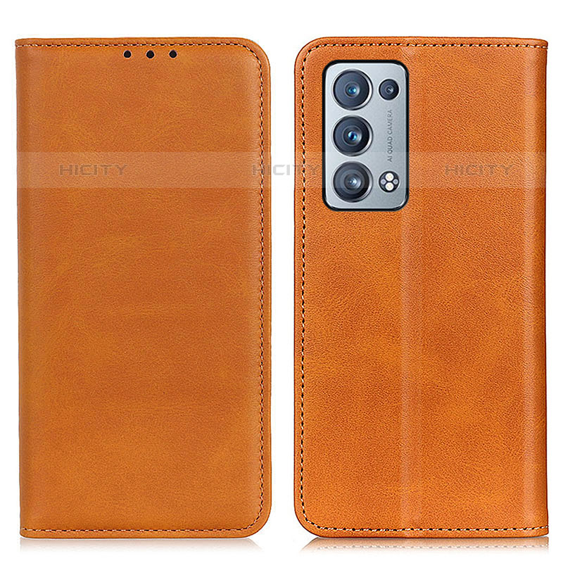 Funda de Cuero Cartera con Soporte Carcasa A02D para Oppo Reno6 Pro 5G Marron Claro