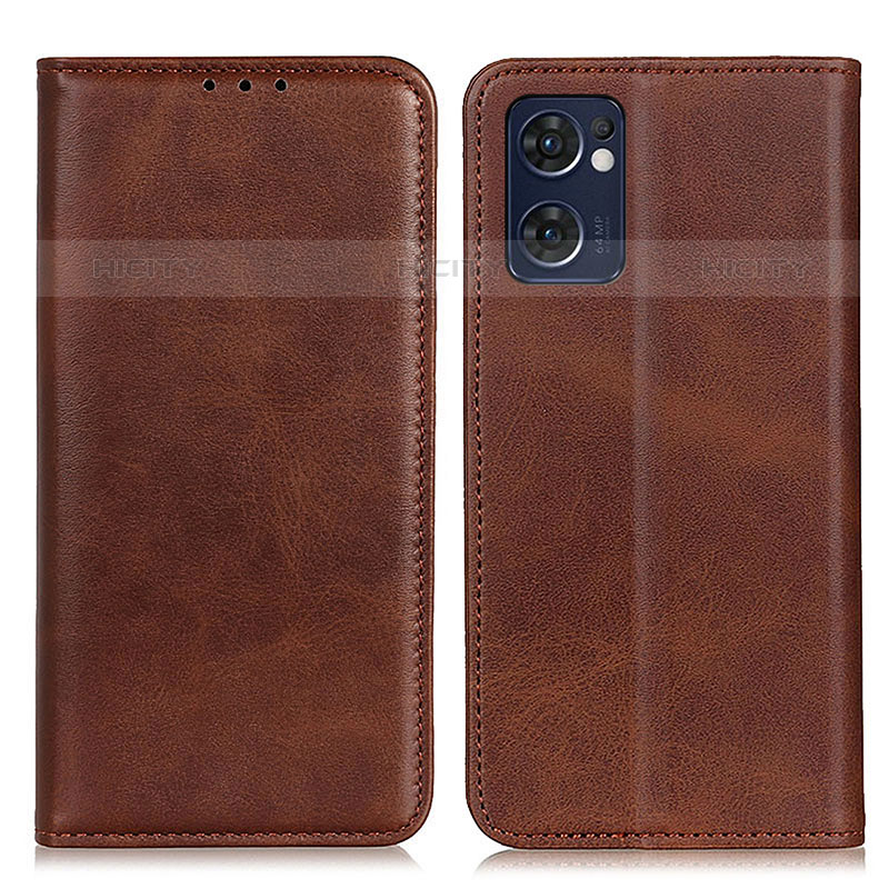 Funda de Cuero Cartera con Soporte Carcasa A02D para Oppo Reno7 5G Marron