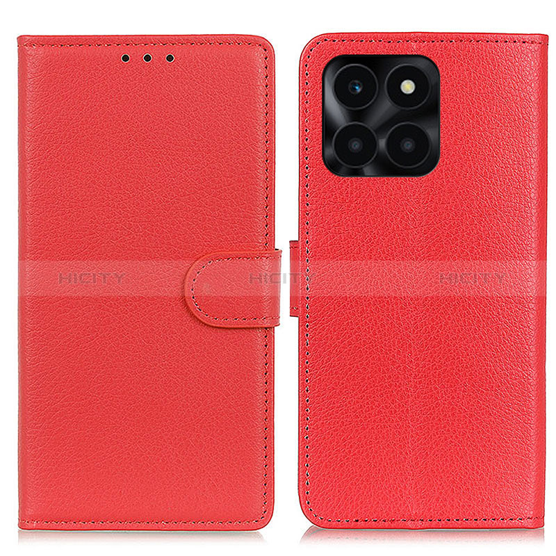 Funda de Cuero Cartera con Soporte Carcasa A03D para Huawei Honor X6a Rojo