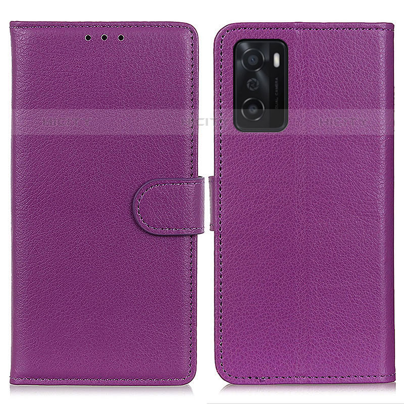 Funda de Cuero Cartera con Soporte Carcasa A03D para Oppo A55S 5G Morado