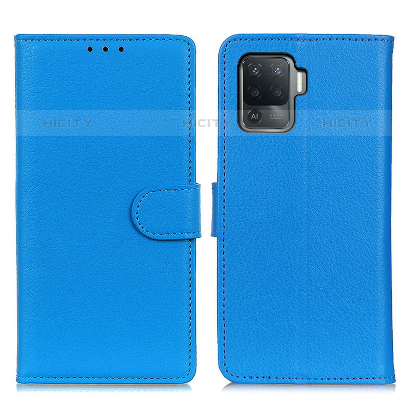 Funda de Cuero Cartera con Soporte Carcasa A03D para Oppo A94 4G Azul Cielo