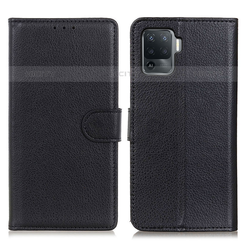 Funda de Cuero Cartera con Soporte Carcasa A03D para Oppo A94 4G Negro