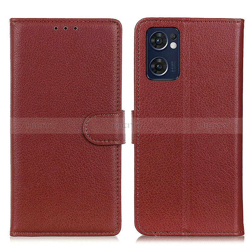 Funda de Cuero Cartera con Soporte Carcasa A03D para Oppo Find X5 Lite 5G Marron