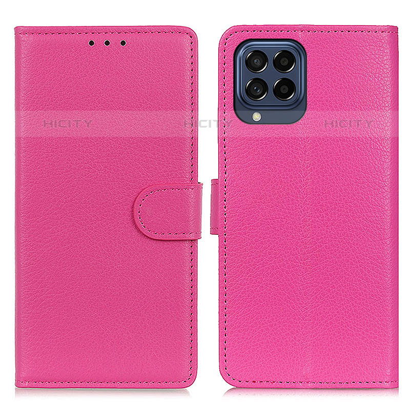 Funda de Cuero Cartera con Soporte Carcasa A03D para Samsung Galaxy M53 5G Rosa Roja