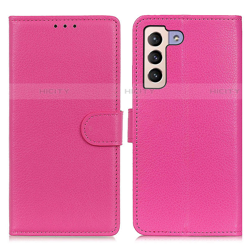 Funda de Cuero Cartera con Soporte Carcasa A03D para Samsung Galaxy S21 5G Rosa Roja