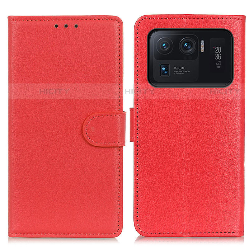 Funda de Cuero Cartera con Soporte Carcasa A03D para Xiaomi Mi 11 Ultra 5G Rojo