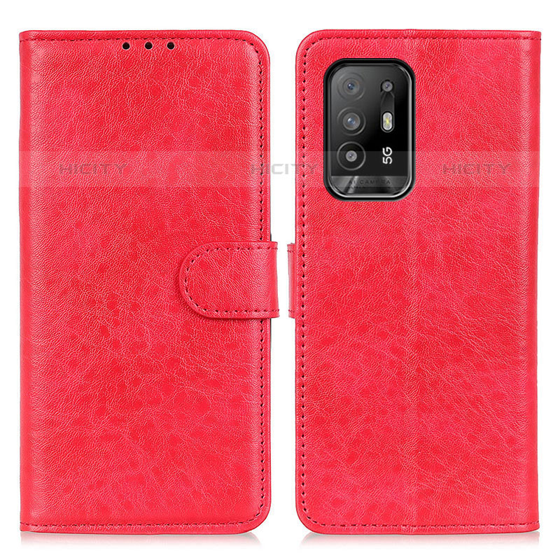 Funda de Cuero Cartera con Soporte Carcasa A04D para Oppo Reno5 Z 5G Rojo