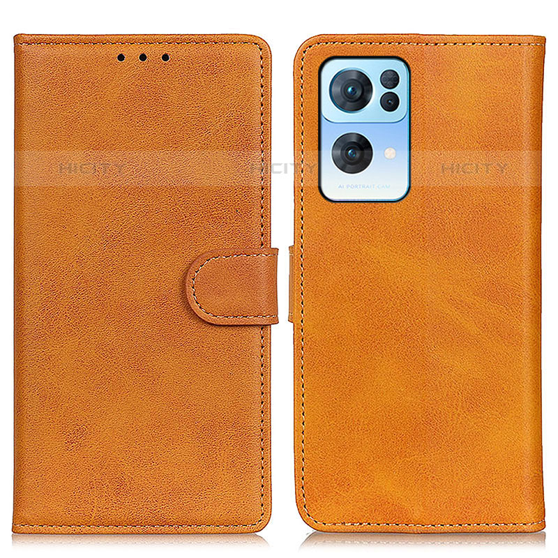 Funda de Cuero Cartera con Soporte Carcasa A04D para Oppo Reno7 Pro 5G Marron