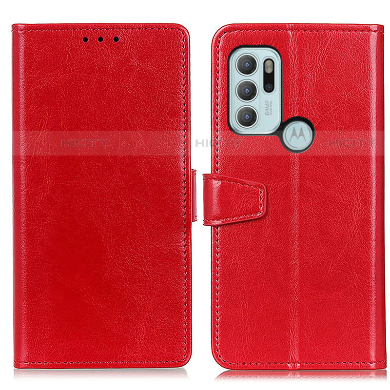 Funda de Cuero Cartera con Soporte Carcasa A06D para Motorola Moto G60s Rojo