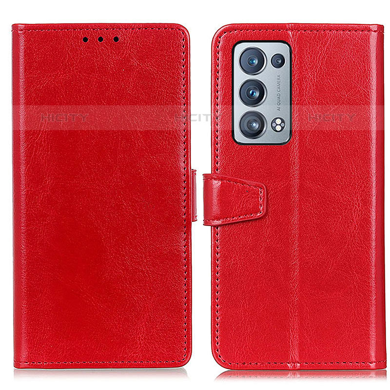 Funda de Cuero Cartera con Soporte Carcasa A06D para Oppo Reno6 Pro 5G Rojo