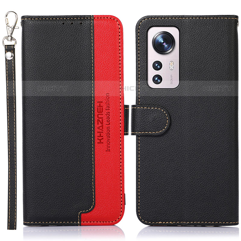 Funda de Cuero Cartera con Soporte Carcasa A06D para Xiaomi Mi 12S Pro 5G Rojo y Negro