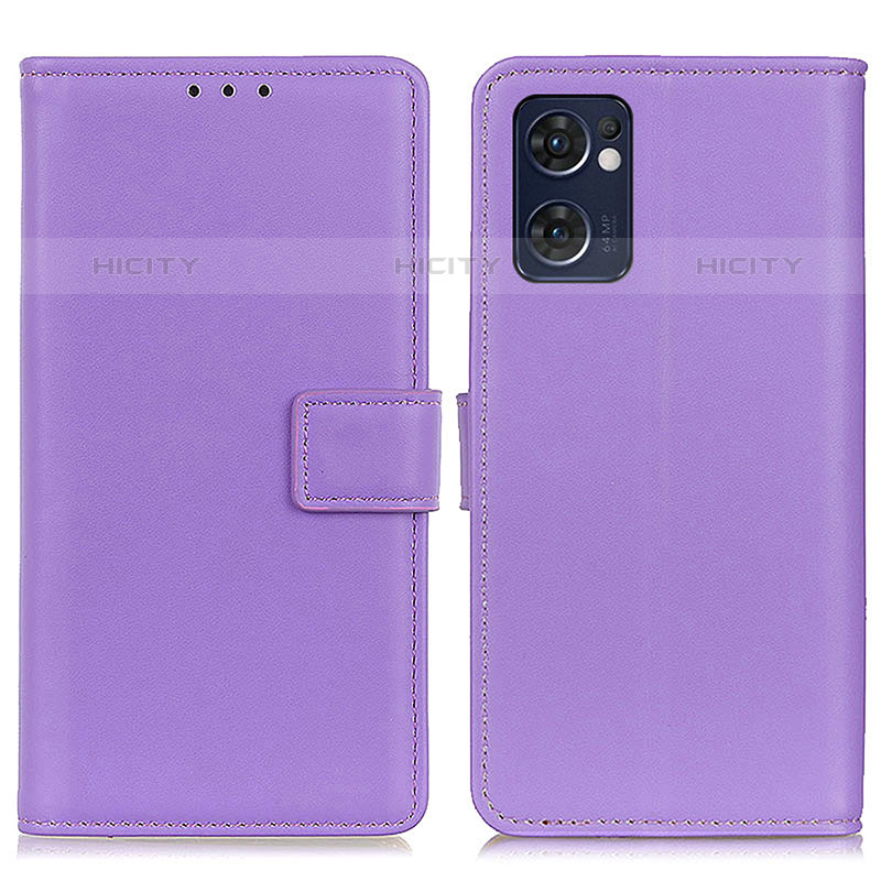 Funda de Cuero Cartera con Soporte Carcasa A08D para Oppo Reno7 5G Morado