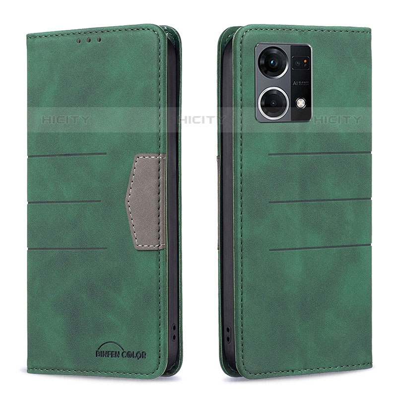 Funda de Cuero Cartera con Soporte Carcasa B01F para Oppo F21 Pro 4G Verde