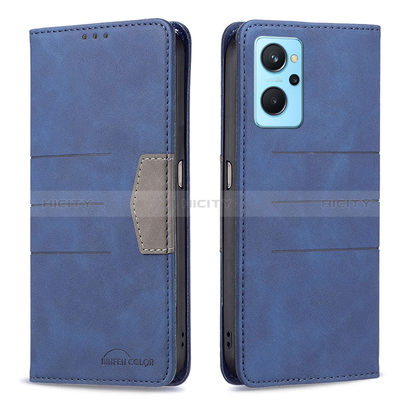 Funda de Cuero Cartera con Soporte Carcasa B01F para Realme 9i 4G Azul