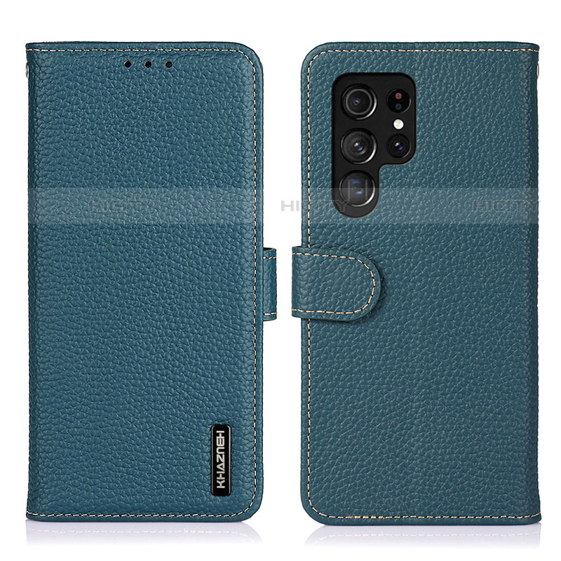 Funda de Cuero Cartera con Soporte Carcasa B01H para Samsung Galaxy S21 Ultra 5G Verde