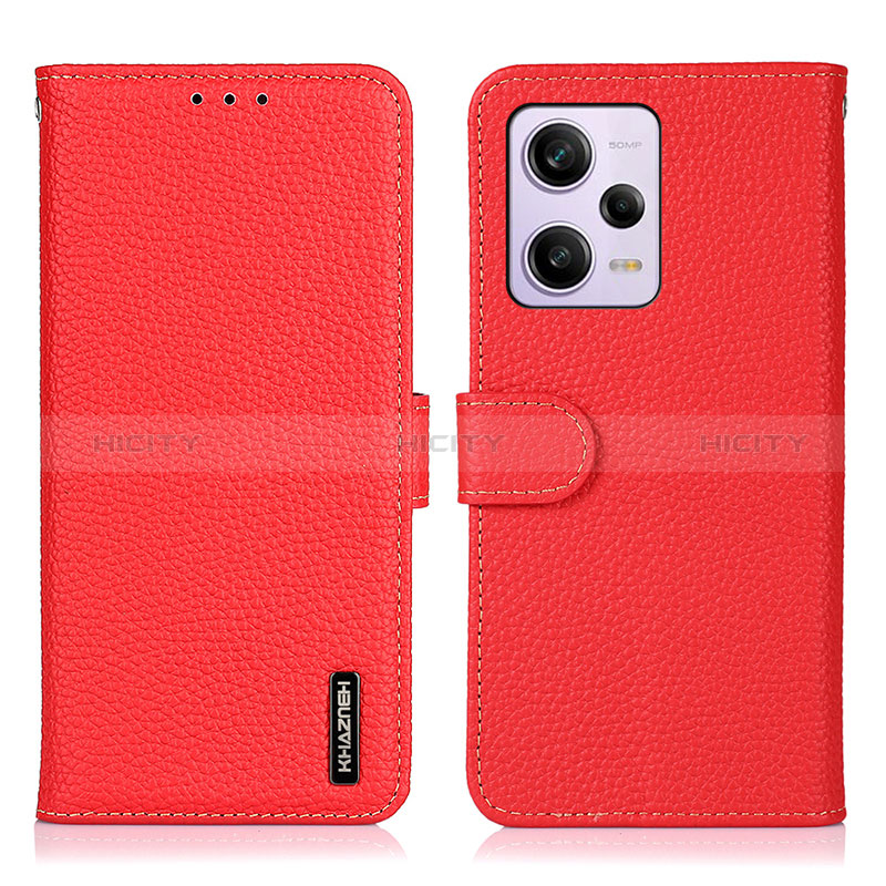Funda de Cuero Cartera con Soporte Carcasa B01H para Xiaomi Redmi Note 12 Pro 5G Rojo