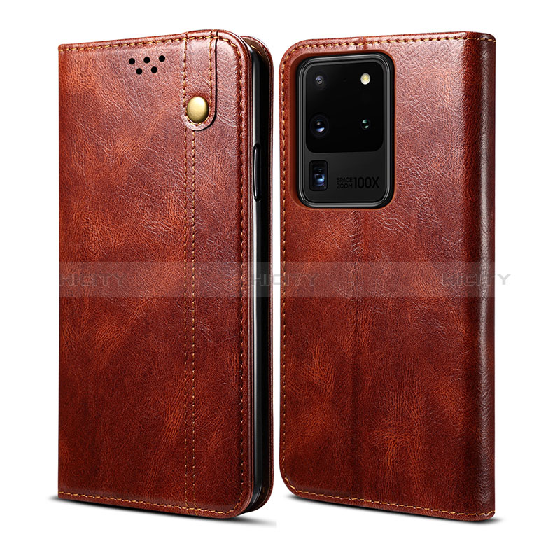 Funda de Cuero Cartera con Soporte Carcasa B01S para Samsung Galaxy S20 Ultra 5G Marron