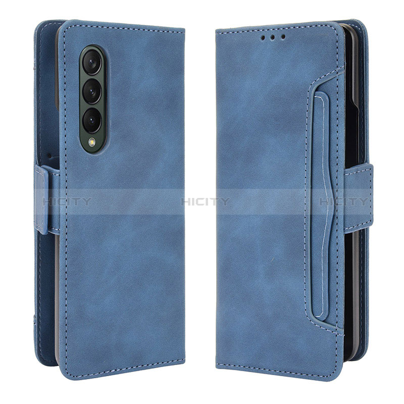 Funda de Cuero Cartera con Soporte Carcasa B01Y para Samsung Galaxy Z Fold3 5G Azul